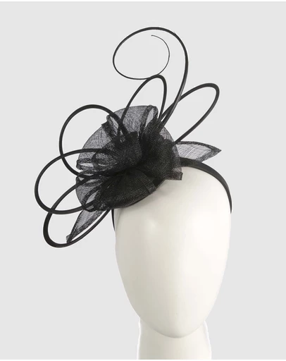 Max Alexander - Sinamay Black Flower Racing Fascinator