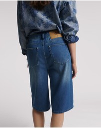 ONE TEASPOON - Beastie Low Waist Wide Leg Denim Jorts - Rosewood