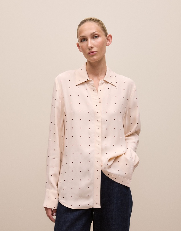 Trenery - Auralie Satin Spot Shirt in Contour