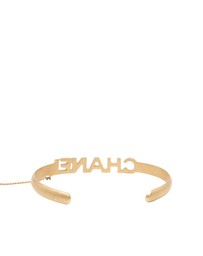Pre-Loved by Azura Reborn - Pre-Loved CC Gold Plated Rhinestone Logo Cuff Bracelet and Ring Set