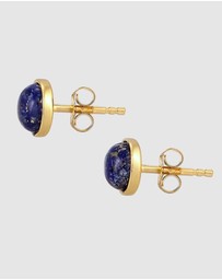Elli Jewelry - Earrings Stud Lapis Lazuli Circle 925 Sterling Silver Gold-Plated