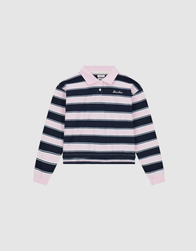 GUESS Jeans - GUESS JEANS Stripe Oversized Crop Polo Shirt