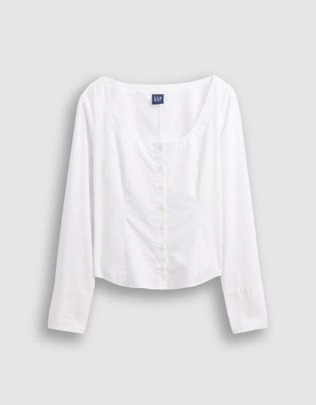 GAP - LS Scoop Neck Fitted Shirt