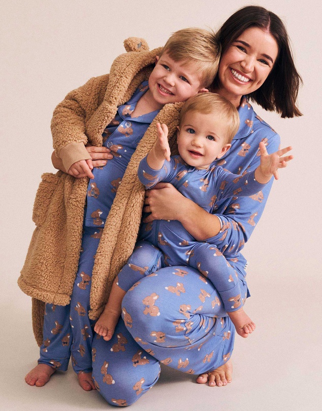 Huxbaby - Vintage Blue Bunny Zip Romper - Babies