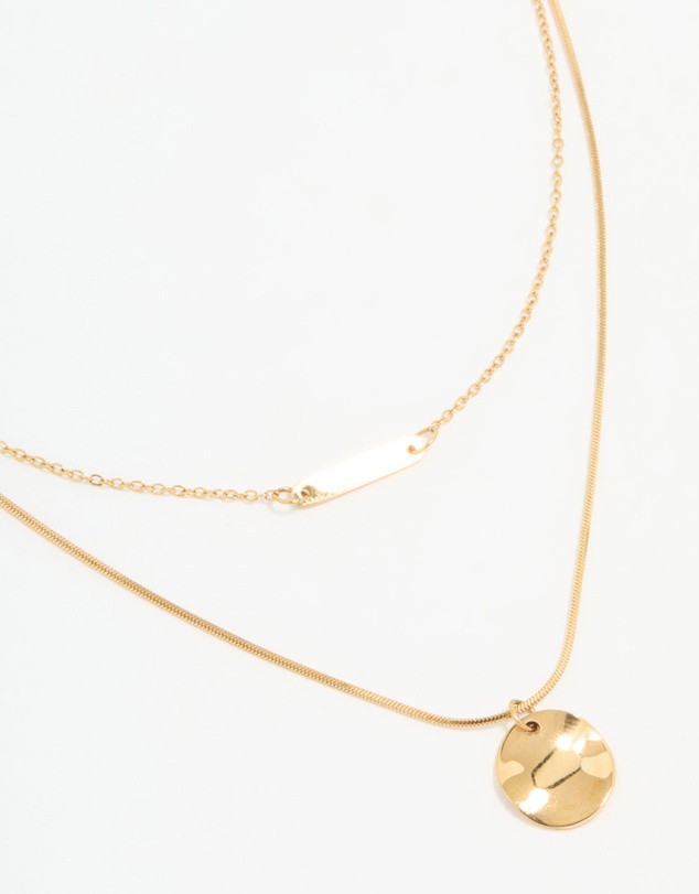 Lovisa - Waterproof Gold Plated Stainless Steel Bar & Coin Pendant Necklace