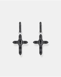 THOMAS SABO - Single Cross hoop earring with black zirconia