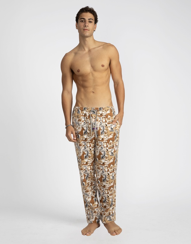 Mitch Dowd - Mens Dog Yard Flannel Sleep Pants - Beige