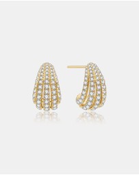 Ania Haie - Ania Haie Gold Pave Shrimp Stud Hoop Earrings