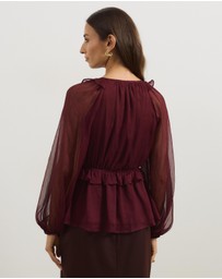Atmos&Here - Piper V-Neck Ruffle Blouse