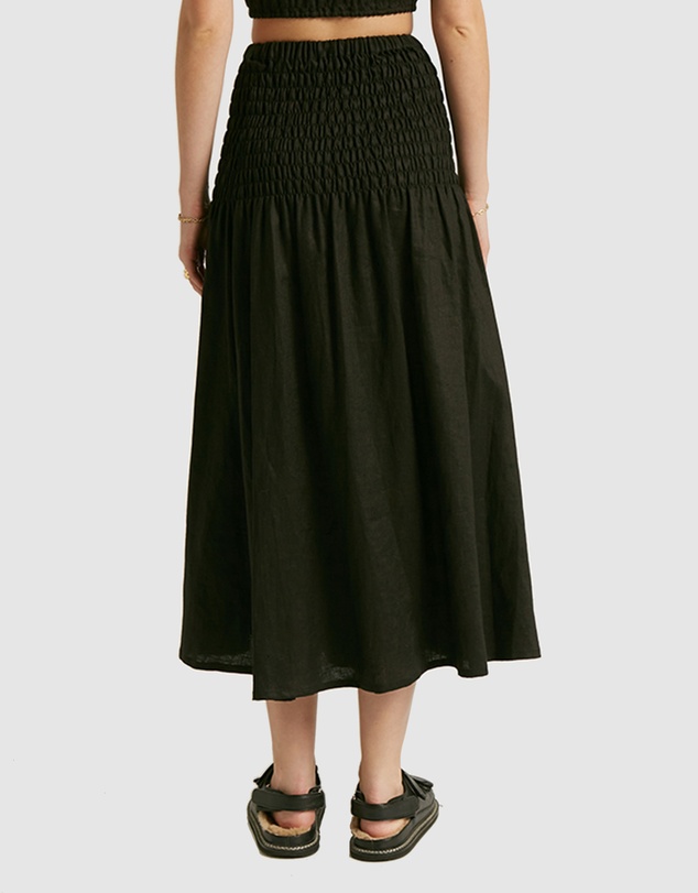 FRIEND of AUDREY - Chantille Shirred Linen Skirt