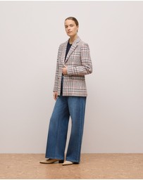 Trenery - Wool Tweed Blazer in Powder Blue