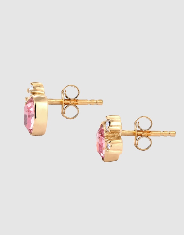 Elli Jewelry - Crystal Oval Stud Earrings in Gold-Plated 925 Silver