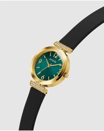 GUESS - Guess Ladies Black Gold Tone 28mm Analogue Watch