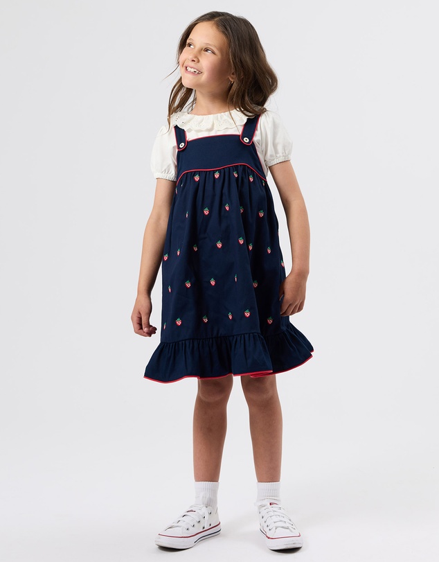 Goldie + Ace - Mini Strawberry Embroidered Dress - Babies-Kids