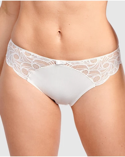 Sans Complexe - Ariane Essential Ribbed Microfibre Bikini Brief With Lace