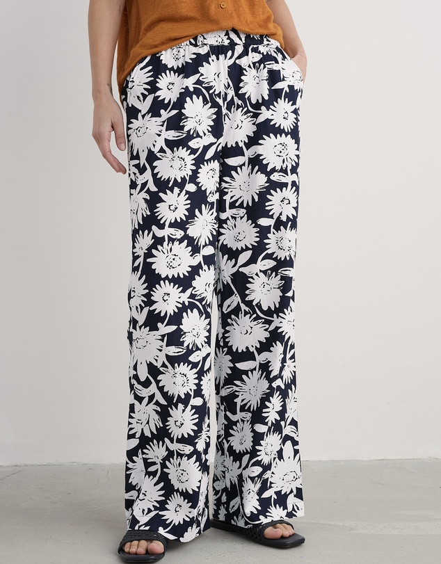 Seasalt - Seasalt Cornwall Navy Poolfield Organic Cotton Printed Trousers