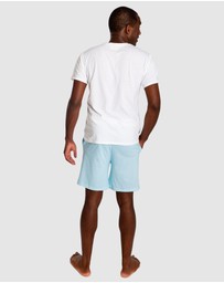 Sant And Abel - Men's Sky Blue Jersey Stripe Sleep Shorts