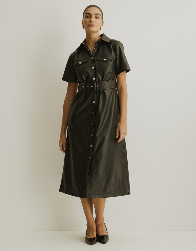 Atmos&Here - Frankie Leather Look Shirt Dress