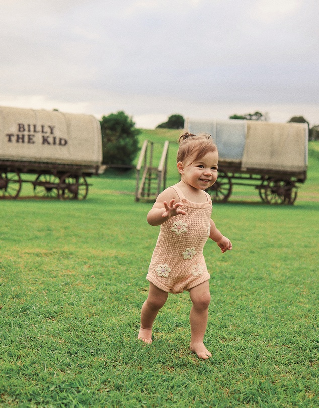 Kynd Baby - Crochet Romper in Blooms