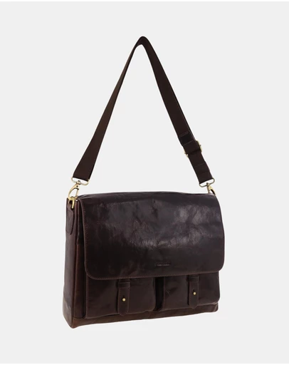 Pierre Cardin - Pierre Cardin Men's Leather Refined Messenger/Computer Bag