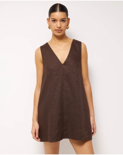 AERE - Eve Mini Linen Shift Dress