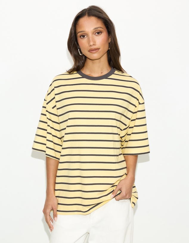 Dazie - Nostalgia Stripe Oversized Boyfriend Tee