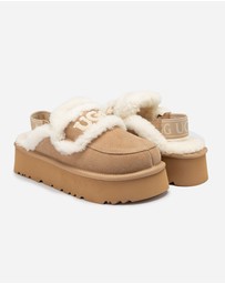 Ozwear Connection Uggs - Ugg Violet Shearling Platform Slipper (Elastic Logo) (Detachable Feature)