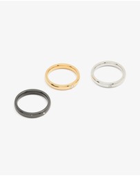 Lovisa - Waterproof Gold Plated Stainless Steel Mixed Metal Rings 3-Pack