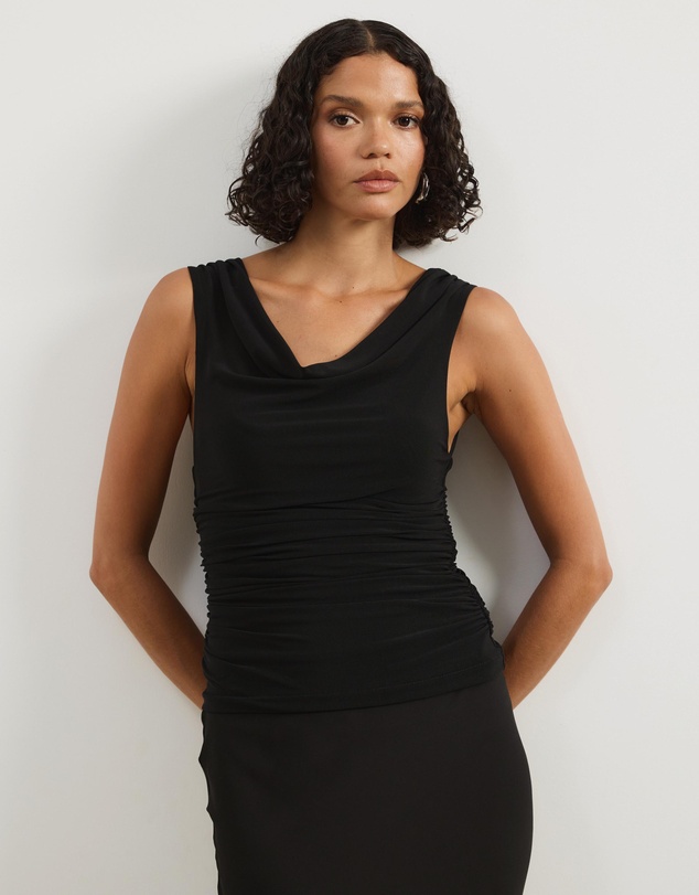 Atmos&Here - Lucia Sleeveless Cowl Mesh Top