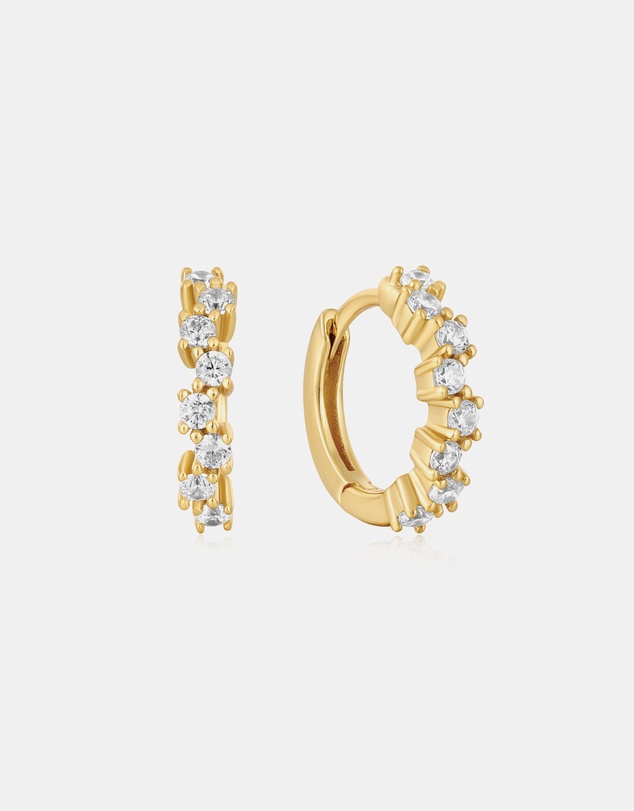 Ania Haie - Gold Sparkle Cluster Huggie Hoop Earrings