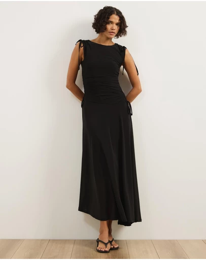Atmos&Here - Kara Asymmetric Mesh Maxi Dress