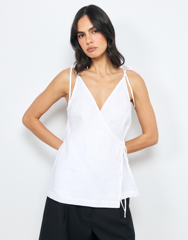 AERE - Remi Crossover Linen Top