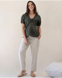 Angel Maternity - Pamela Linen Tailored Maternity Pants