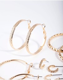 Lovisa - Gold Etched Twist Hoop Earring 6-Pack