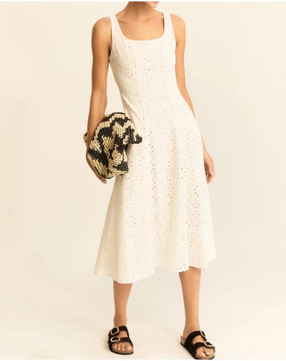 Emme - White Broderie Cotton Dress