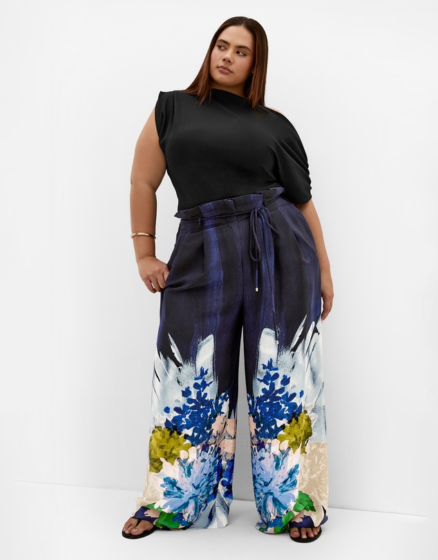 City Chic - Shania Dahlia Print Wide Leg Pant