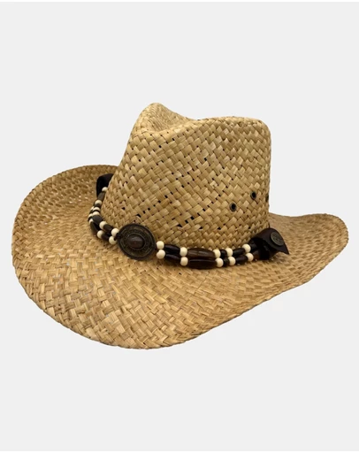 Jacaru - Jacaru 1818C Straw Cowboy Hat with Inca beads
