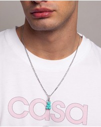 Nialaya Jewellery - Men's Silver Necklace with Turquoise Gummy Bear