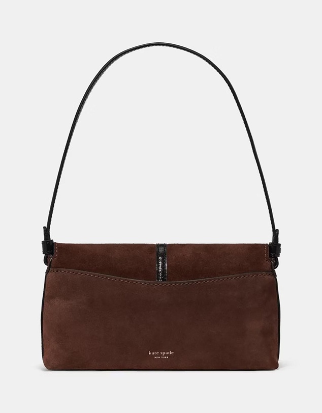 Kate Spade - Loop Suede And Crinkle Patent Leather Small Flap Shoulder Bag