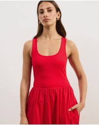 Atmos&Here - Bonnie Scoop Neck Contrast Midi Dress