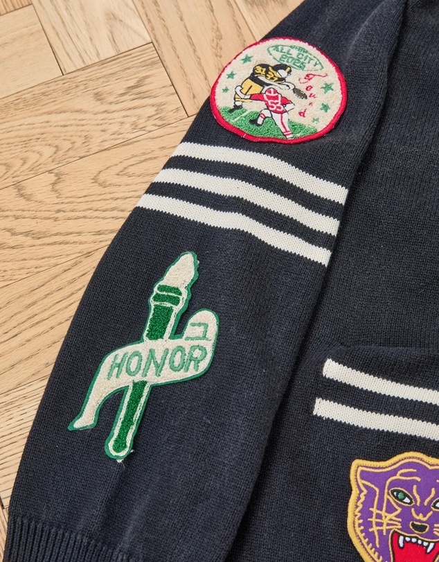 Found - Varsity Patch Collared Cardigan