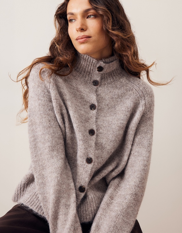 Ceres Life - Riley Funnel Neck Tab Cardi