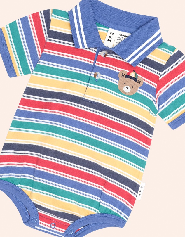 Huxbaby - Vintage Stripe Hux Polo Romper - Babies