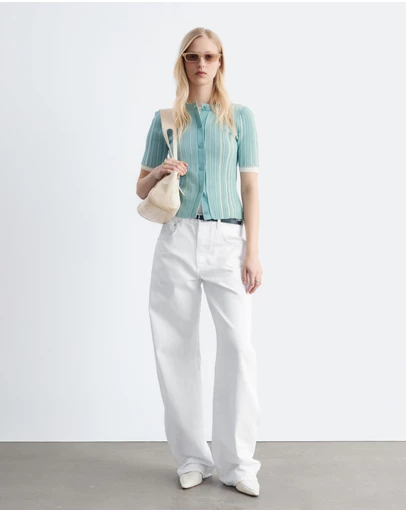 & Other Stories - Short-Sleeve Rib-Knit Cardigan