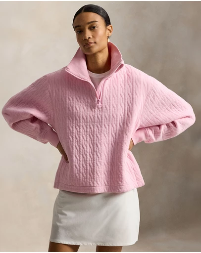 Polo Ralph Lauren - Cable-Quilted Quarter-Zip Sweat