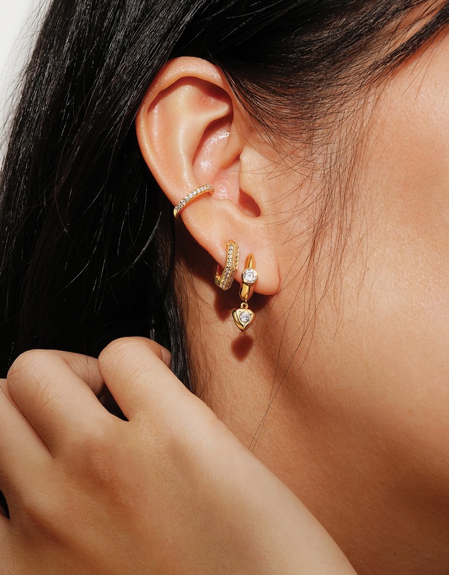 Ania Haie - Ania Haie Gold Sparkling Shield Huggie Hoop Earrings