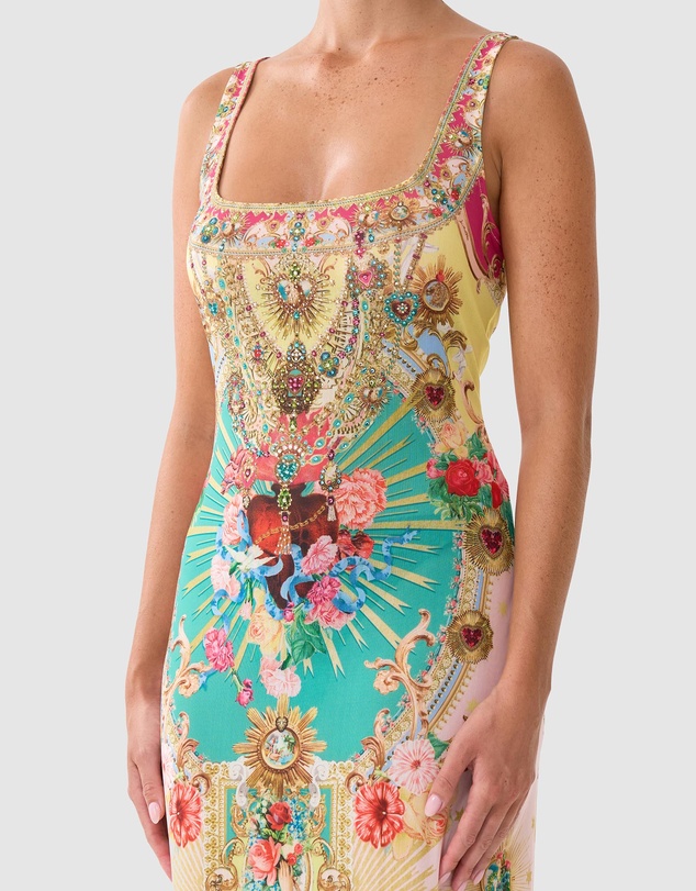Camilla - Square Neck Beach Maxi Dress with Low Back