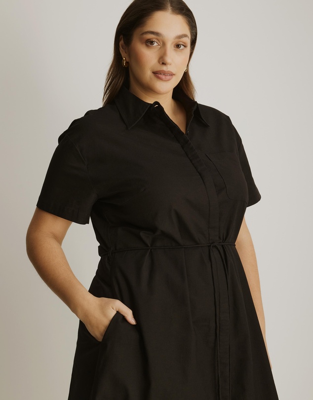 Atmos&Here Curvy - Cara Tie Waist Maxi Shirt Dress