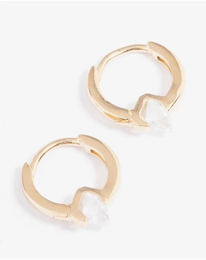 Lovisa - Gold Plated Sterling Silver Round Cubic Zirconia Huggie Earrings
