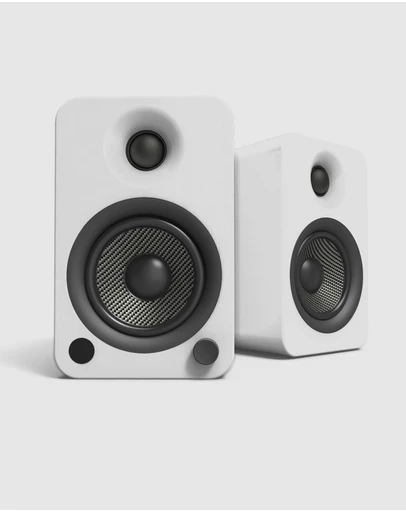 iWorld - Kanto YU4 140W Powered Bookshelf Speakers with Bluetooth and Phono Preamp - Pair, Matte White